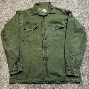 Vintage OG 107 Button Up Shirt‎ Mens Medium Green 1960s US Army